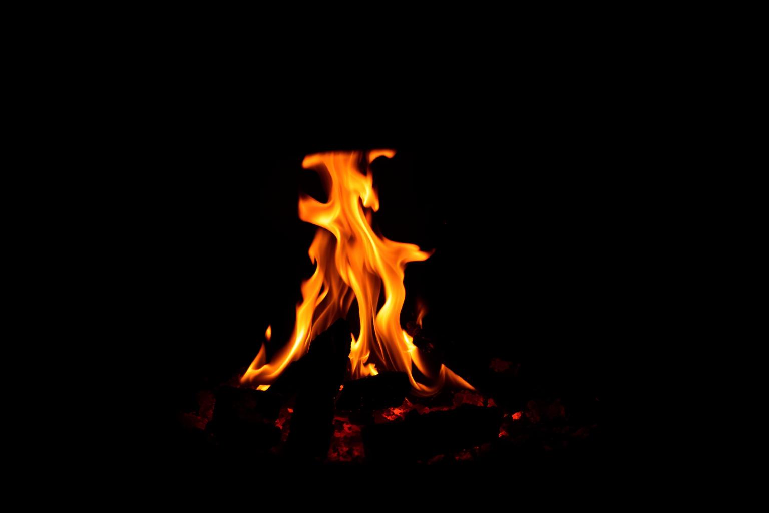 Wood-fired oven flames